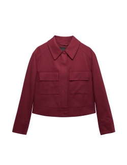 Linen Blend Cropped Utility Jacket