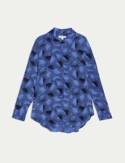 Cupro Rich Printed Collared Shirt