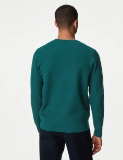 Cotton Blend Textured Crew Neck Jumper