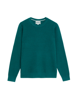 Cotton Blend Textured Crew Neck Jumper