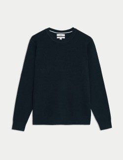 Cotton Blend Textured Crew Neck Jumper