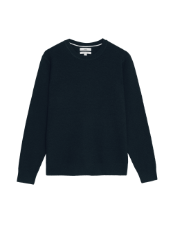 Cotton Blend Textured Crew Neck Jumper