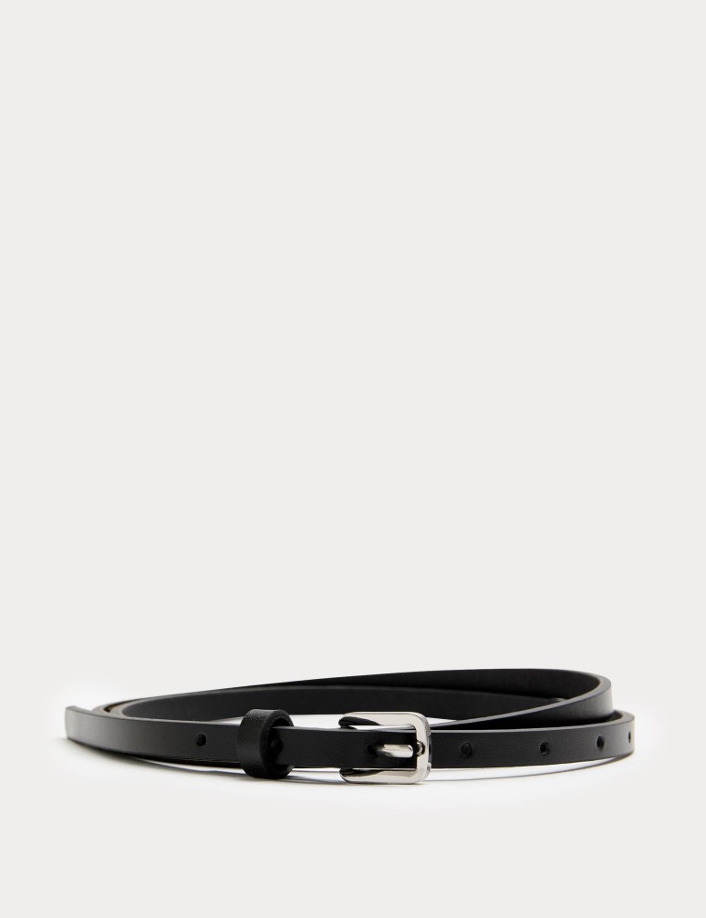 Leather Skinny Buckle Jeans Belt