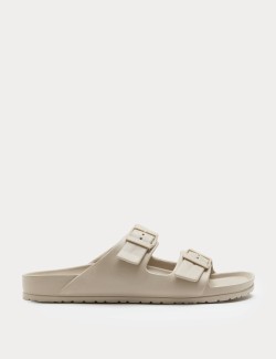 Moulded Footbed Two Strap Slider Sandals