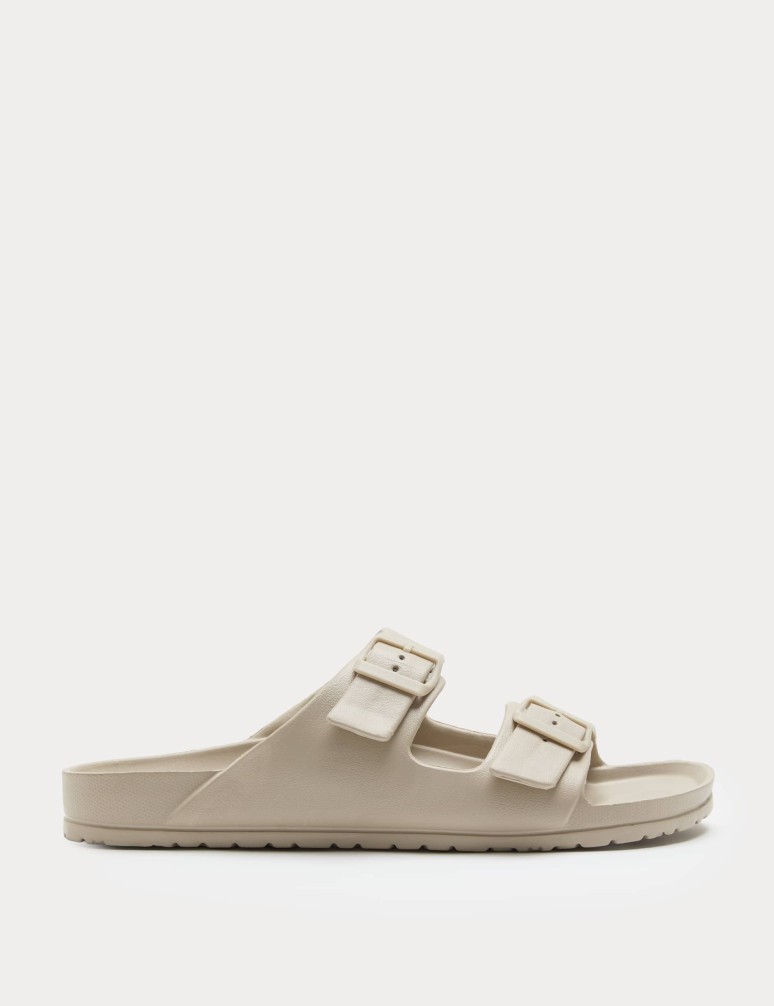 Moulded Footbed Two Strap Slider Sandals