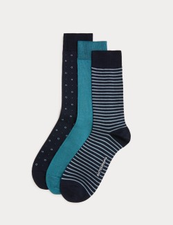 3 Pack Mercerised Cotton Rich Socks
