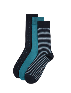 3 Pack Mercerised Cotton Rich Socks