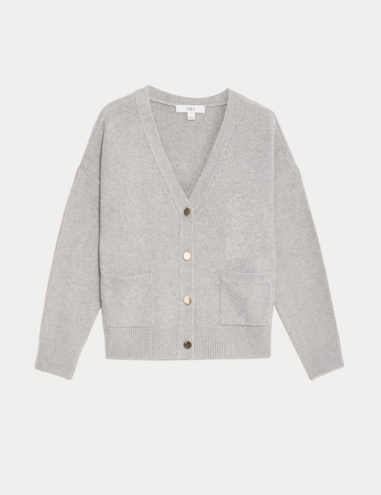 V-Neck Button Front Relaxed Cardigan