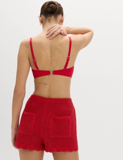 Cotton Blend Crochet-Look Beach Shorts
