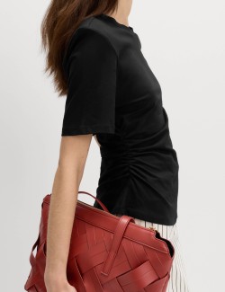 Pure Cotton Asymmetric Hem T-Shirt