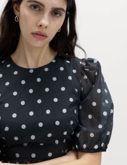 Lyocell Rich Polka Dot Midi Tiered Dress