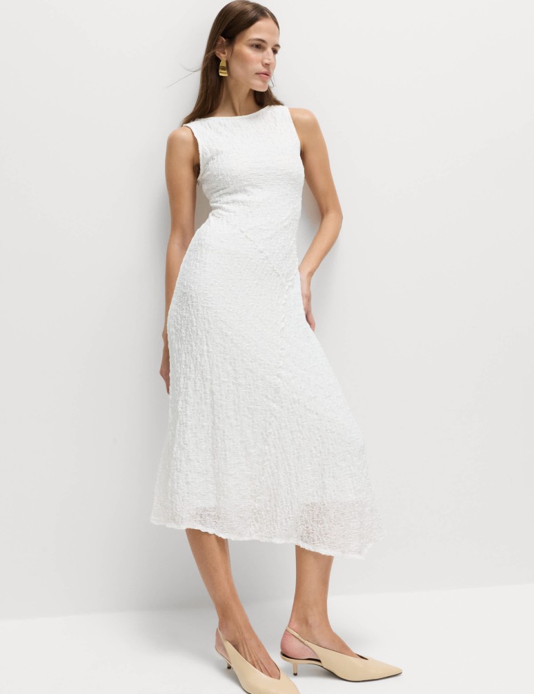 Cotton Rich Textured Midaxi Column Dress