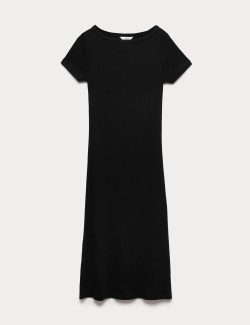 Cotton Rich Ribbed Midi Column Dress