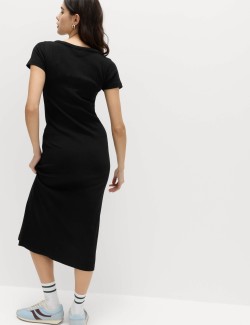 Cotton Rich Ribbed Midi Column Dress