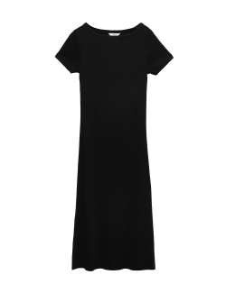 Cotton Rich Ribbed Midi Column Dress