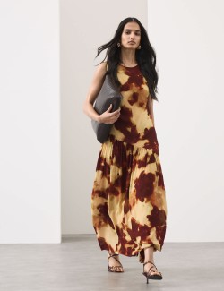 Printed Asymmetric Midaxi Dress