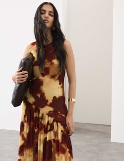 Printed Asymmetric Midaxi Dress