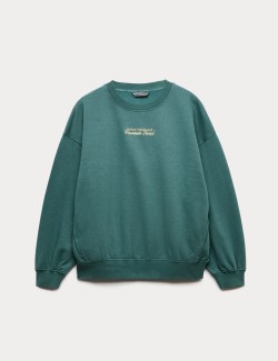 Cotton Rich Embroidered Oversized Sweatshirt