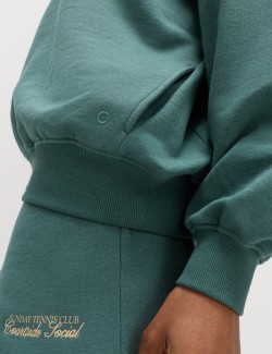 Cotton Rich Embroidered Oversized Sweatshirt