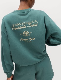 Cotton Rich Embroidered Oversized Sweatshirt
