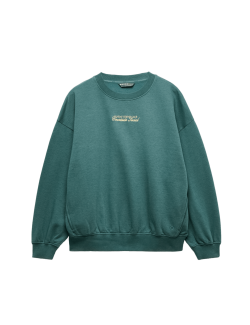 Cotton Rich Embroidered Oversized Sweatshirt