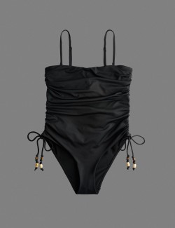Tummy Control Wired Ruched Bandeau Swimsuit
