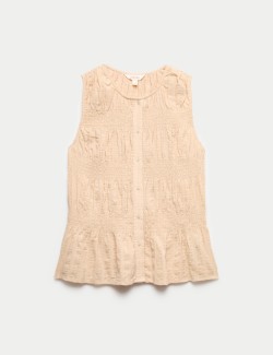 Pure Cotton Shirred Button Through Top