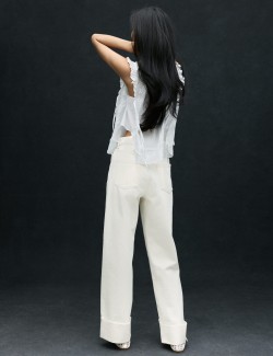 High Waisted Wide Leg Turn Up Jeans