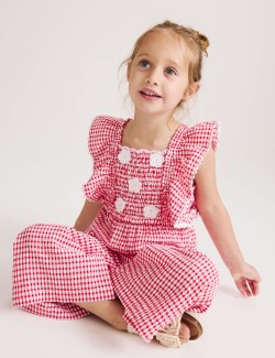 Čistě bavlněný overal z materiálu gingham (2–10 let)