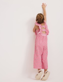 Čistě bavlněný overal z materiálu gingham (2–10 let)