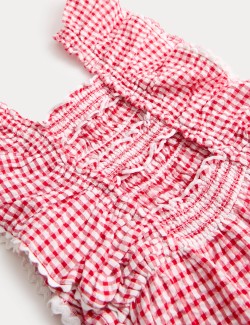 Čistě bavlněný overal z materiálu gingham (2–10 let)