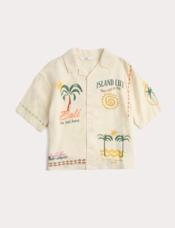 Linen Blend Print Shirt (2-8 Yrs)