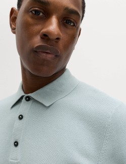 Cotton Rich Textured Knitted Polo Shirt
