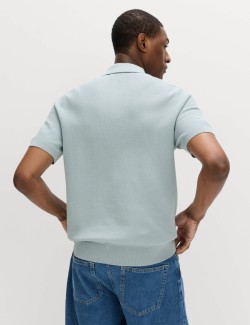 Cotton Rich Textured Knitted Polo Shirt