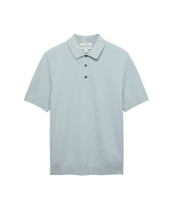 Cotton Rich Textured Knitted Polo Shirt