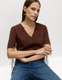 V-Neck Button Through Slim Fit Cardigan