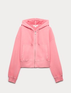 Pure Cotton Garment Dye Zip Up Hoodie