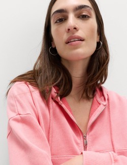 Pure Cotton Garment Dye Zip Up Hoodie