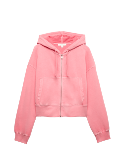Pure Cotton Garment Dye Zip Up Hoodie