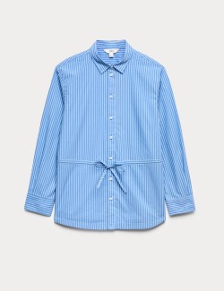 Pure Cotton Striped Drawstring Shirt
