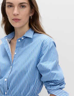 Pure Cotton Striped Drawstring Shirt