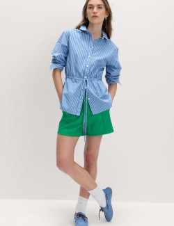 Pure Cotton Striped Drawstring Shirt
