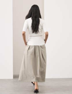 Taffeta Pleated Maxi Skirt