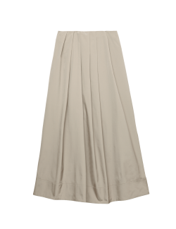 Taffeta Pleated Maxi Skirt