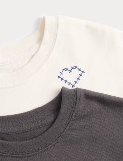 2 Pack Pure Cotton Cross Stitch T-Shirts (2-8 Yrs)
