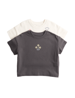 2 Pack Pure Cotton Cross Stitch T-Shirts (2-8 Yrs)