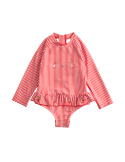 Strawberry Stripe Long Sleeve Swimsuit (0-3 Yrs)