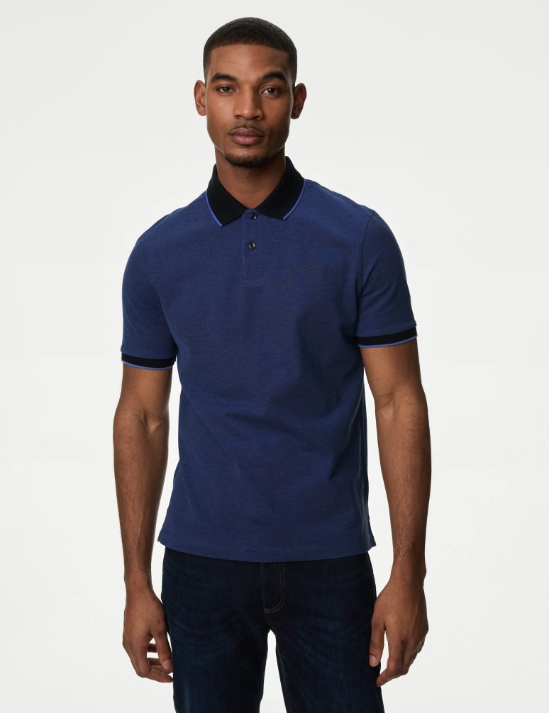 Pure Cotton Tipped Pique Shirt