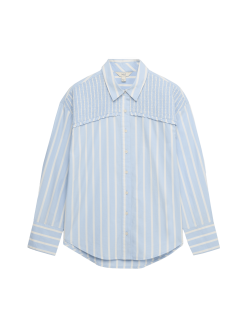 Pure Cotton Shirred Striped Shirt