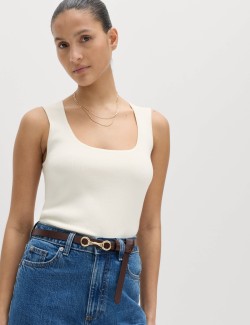 Square Neck Slim Fit Knitted Vest